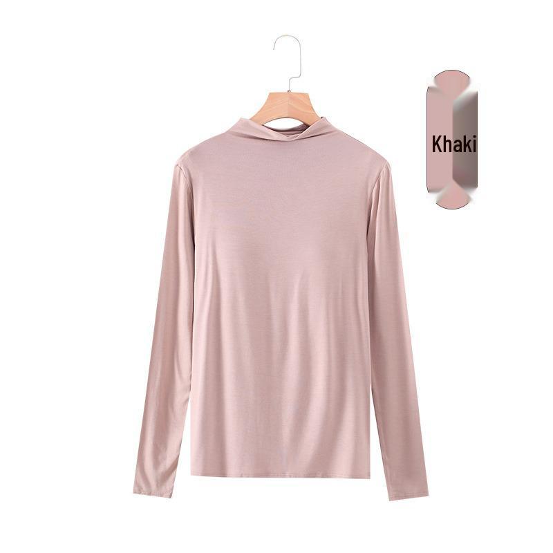 Модальная женская базовая рубашка с длинным рукавом и нагрудными вкладышами, без косточек, с интегрированной чашкой, осенне-зимняя верхняя одежда и одежда для сна