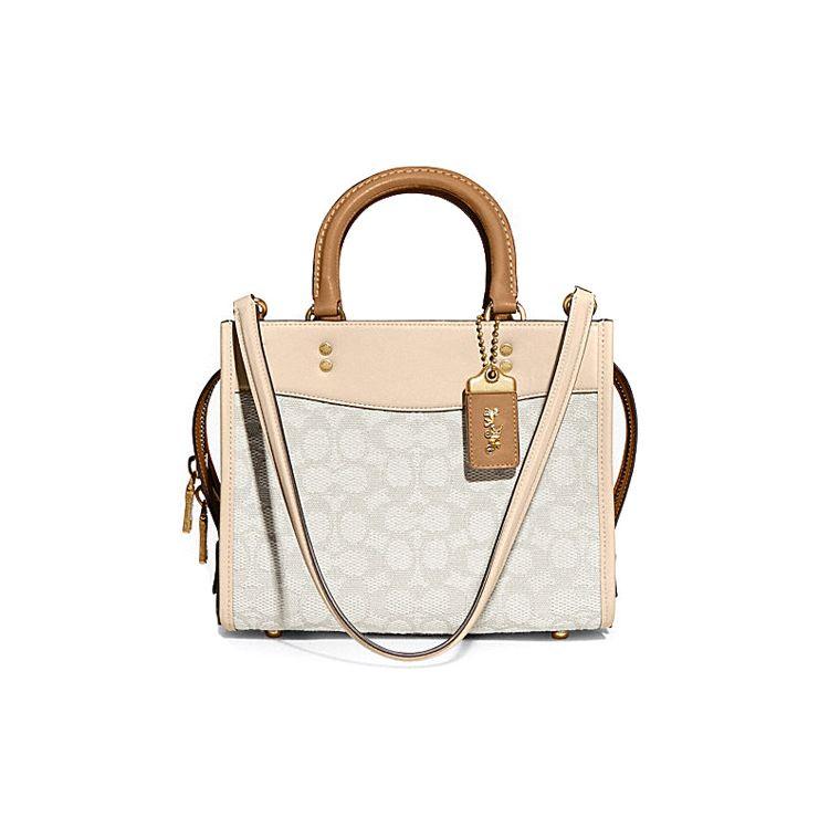 Coach Rogue 25 Classic Logo Color Block Jacquard Fabric And Leather Tote Shoulder Crossbody Bag Medium Women bags CA302-B4UDL