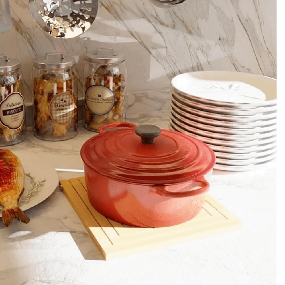 Hollowed-out Bamboo Placemat Natural Anti Scalding Mat Bamboo Heat Insulation Pad  Kitchen Use