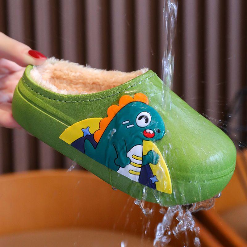 Kids Winter Cotton Slippers: Non-Slip, Warm, Waterproof, Soft Bottom Home Shoes