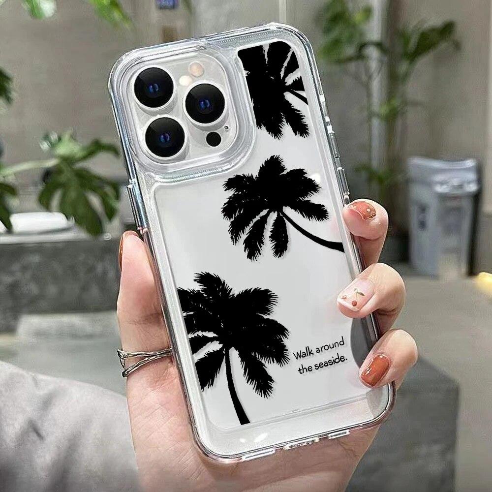 Прозрачный мягкий чехол для телефона с рисунком кокосовой пальмы для iPhone 11 12 13 15 14 Pro Max XR XS Max X 7 8 14 Plus SE 2020 2022 силиконовый чехол
