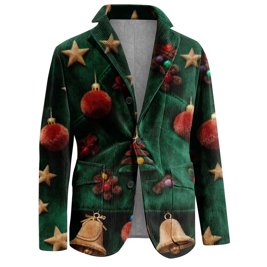 Мужской уродливый рождественский вельветовый теплый карманный пиджак-кардиган, мужской повседневный костюм