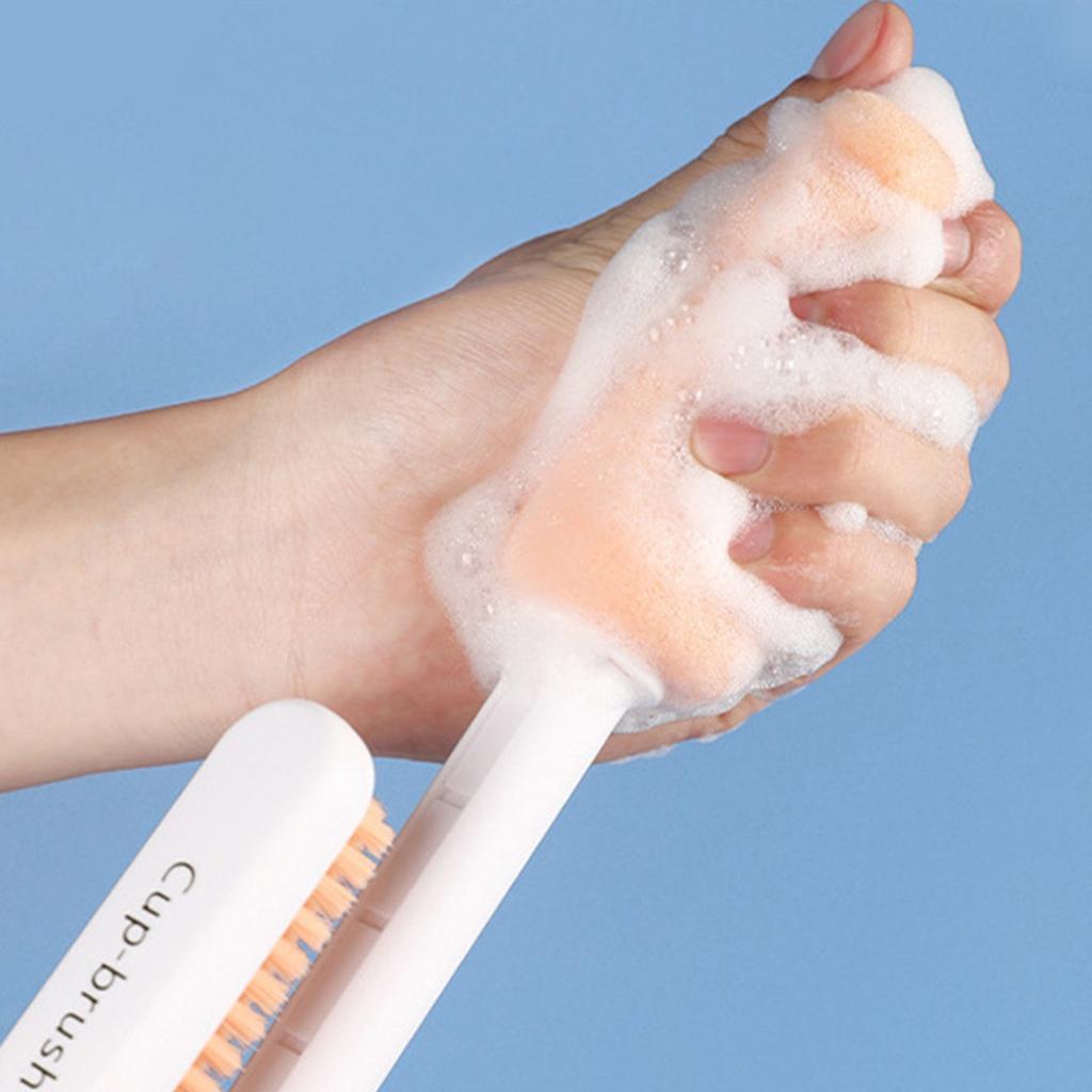 Three In One Cup Cleaning Brush Long Handle Multifunction Cup Cleaning Sponge Bottle Brush Set