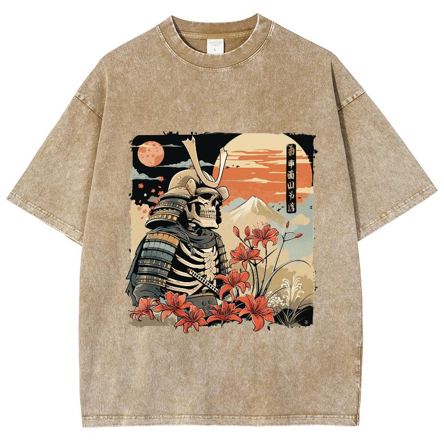 Футболка с принтом черепа в японском стиле из кино, свободная, из хлопка, со средним рукавом, для подростков и студентов, повседневный дизайн, модный топ