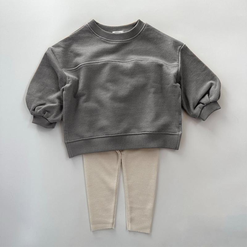 Autumn Winter Children's Pullover Sweater Tops Knitted Cotton Round Neck Long-Sleeved Boys and Girls Sweatshirts Children's Clothing Hoodie