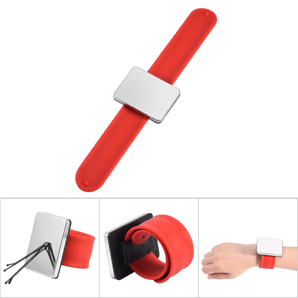 Magnetic Wrist Band Hair Grip Holder Hair Clip Collector Hairdressing Accessory (Red)