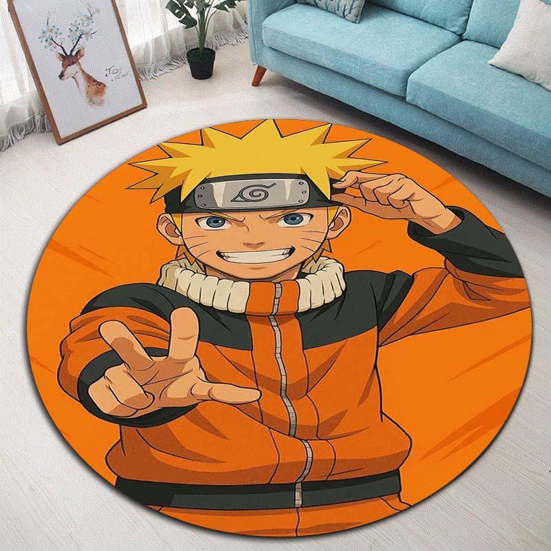 Naruto Uzumaki Akatsuki  Printed Round Rug Soft  Anti-Slip Carpet  for Home Bedroom Living Room Gaming Room Dorm Decor