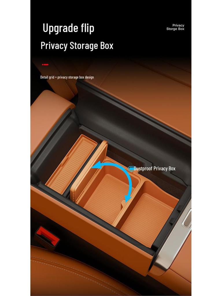 Dual-Layer Silicone Organizer with Mat for Yu7 Center Console Armrest Box