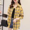 Отложной воротник, длинный рукав, однобортная рубашка с накладными карманами, свободная рубашка, классическая повседневная рубашка с клетчатым принтом, блузка, женская одежда