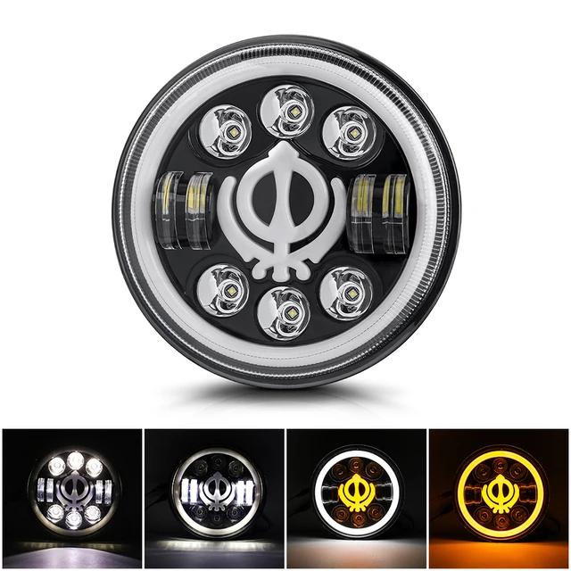 1X 7 Inch LED Headlight Bulbs Assembly DRL Lights H4 Round Headlamp Angel Eyes Car Accessories For Suzuki Samurai Lada Niva Jeep