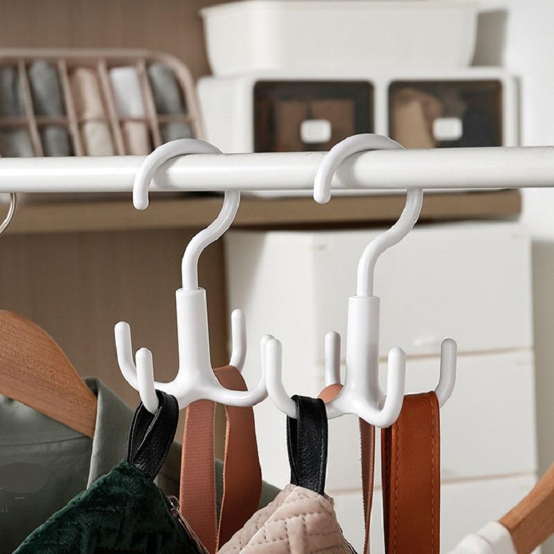 Белый вращающийся крючок 360 градусов вешалка для гардероба многофункциональная стойка для нижнего белья сумка-слинг хранение пальто и шляп 4 отделения для нижнего белья или