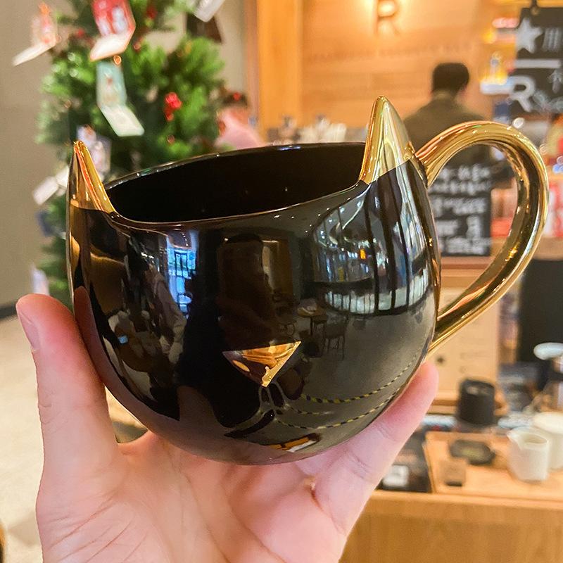 Кофейная чашка Golden Cat, чайные чашки и кружки, кружка для кофе, забавная посуда для напитков, кухня, столовая, бар, дом, сад