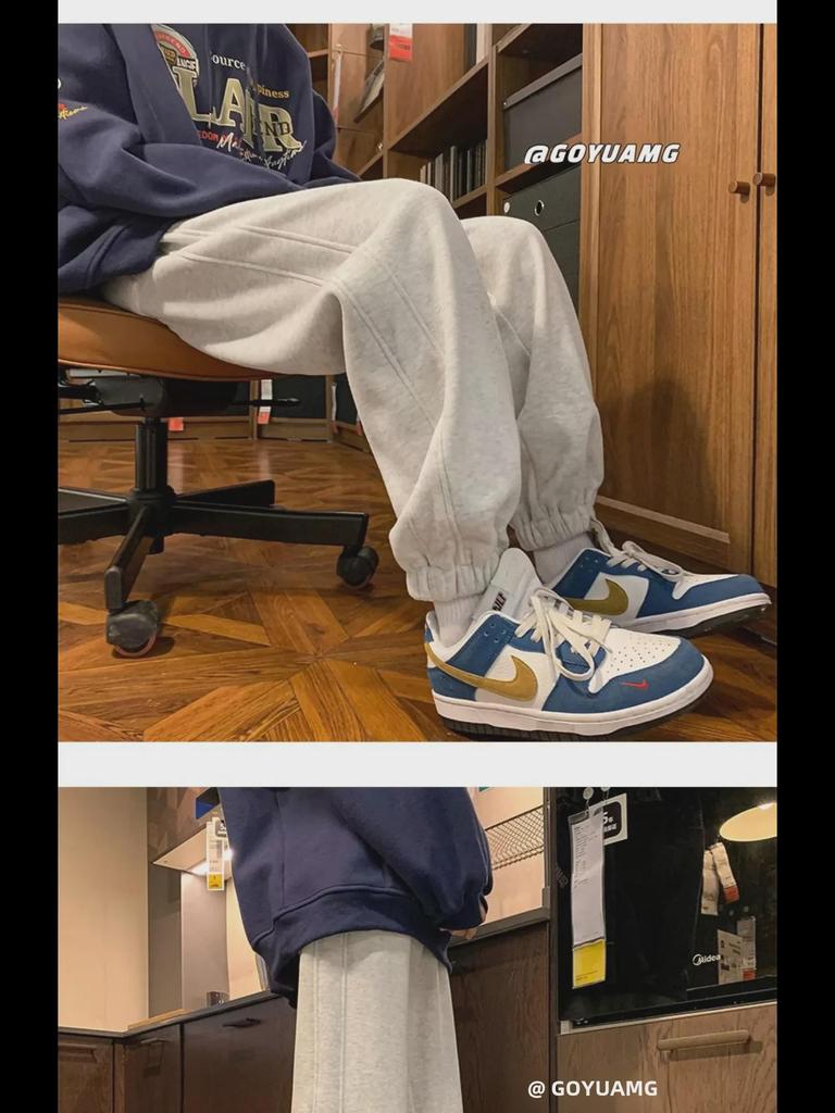 Мужские серые спортивные брюки широкого кроя, модель 2023 года, свободный крой, шаровары, идеально подходят для строительных площадок осенью и зимой.