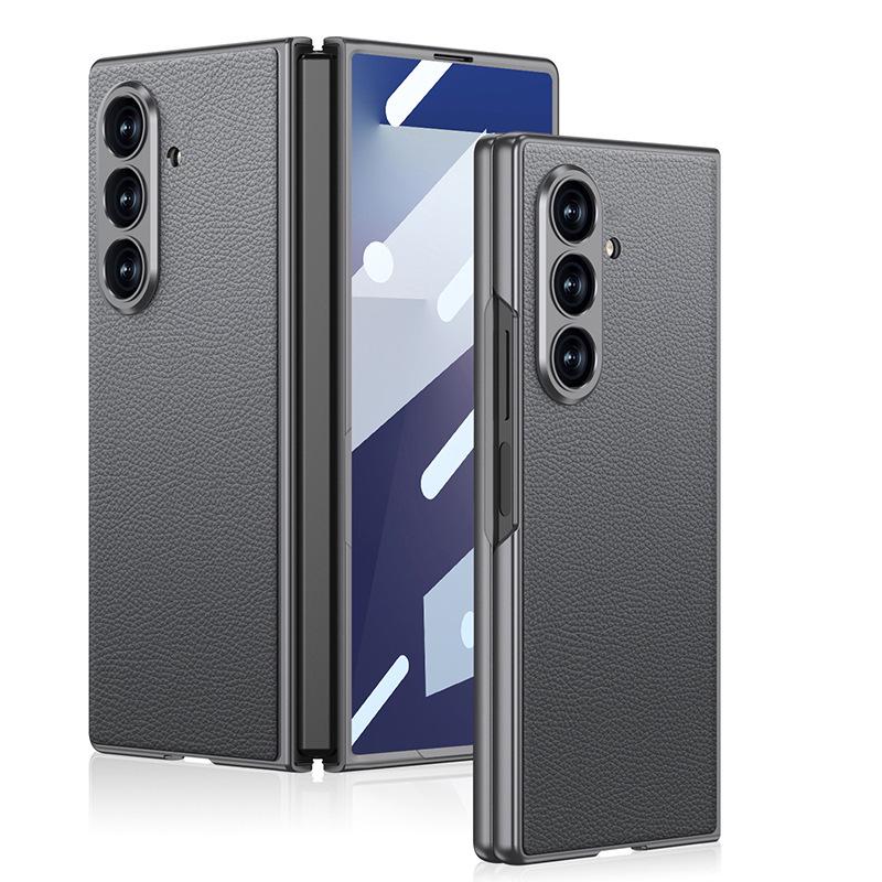 Ультратонкий кожаный чехол для Samsung Z Fold7 - Металлическая краска, Однотонный, Интегрированная конструкция корпуса