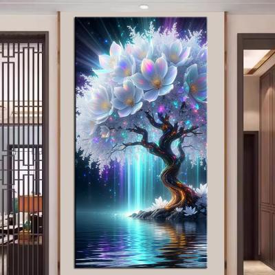 Большой размер Мозаика Сделай сам Полные наборы для рисования бриллиантами Искусство Фантастическое дерево и водопад Вышивка крестом Стразы