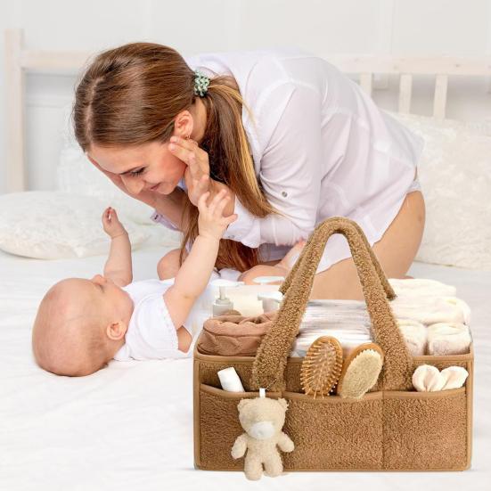 Корзина для хранения Yousheng, органайзер для детских подгузников с ручкой, большая вместимость, несколько отделений, контейнер для принадлежностей для новорожденных