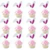 12Pieces Rabbits Ear Cupcake Toppers Easters Cake Decoration Set Easters Cake Picks Set Suitable for Party Celebration