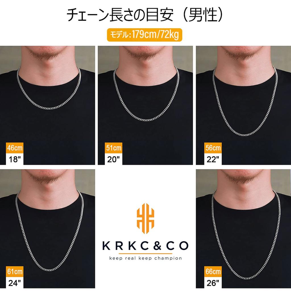 Necklace 4mm Width K18 Gold 316L Stainless Hip Unisex KRKC&CO Chain, Popular, Kihei, Chain, Plated/Silver, Steel, Hop, Rapper, Men's Accessories,