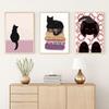 Black Cat and Feet Illustrated Print Abstract Modern Gift for Home Cat Lover Canavs Poster Painting Nordic Pet Room Home Decor