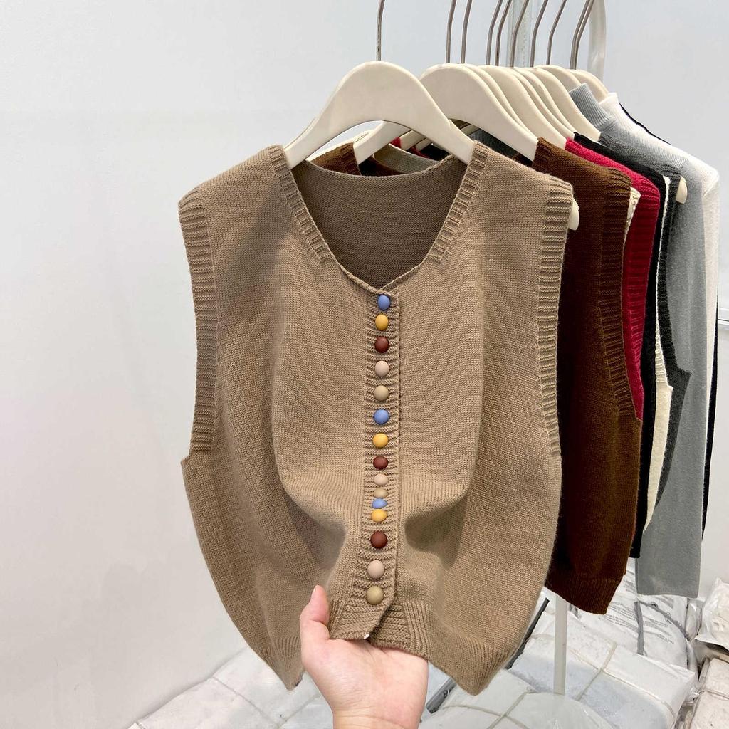Корейский стиль Радужный ангорский вязаный кардиган жилет для женщин - весна 2025
