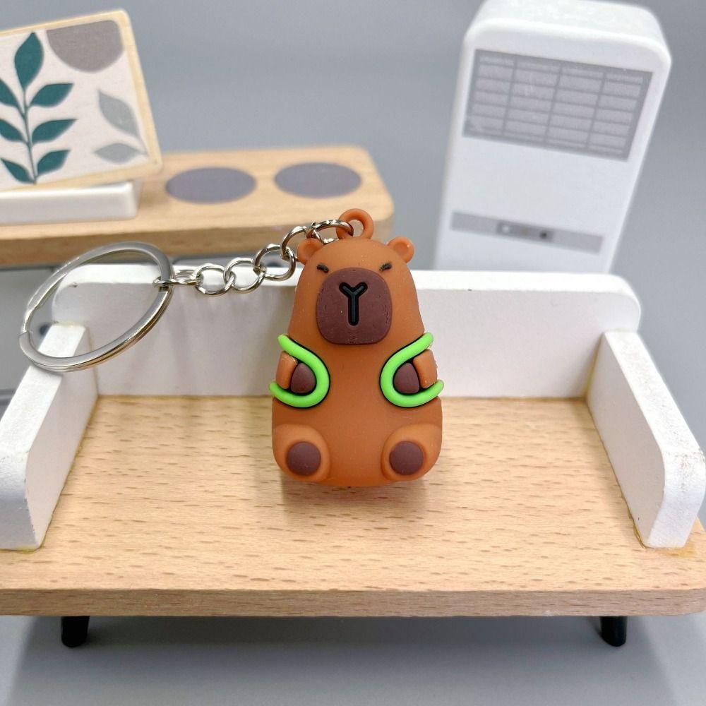 Turtle Cartoon Keychain PVC Animal Pendant Funny Capybara Key Ring Girls