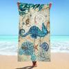 Морской конёк и карта океана Пляжное полотенце С узором Солнцезащитное и ветрозащитное Подходит для бассейна Кемпинга Путешествий Одеяло