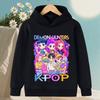 Korean KPop Demon Hunter Cartoon Girls Boy Hooded Sweatshirt Warm Children's Wave Fashion Casual Tops Casual Girls Clothing