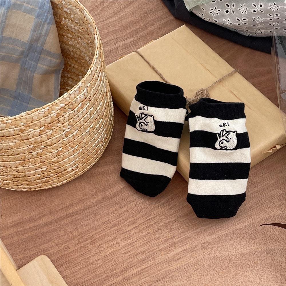 Puppy Embroidered Boat Socks, Summer Breathable Socks, Preppy Casual Cotton Socks