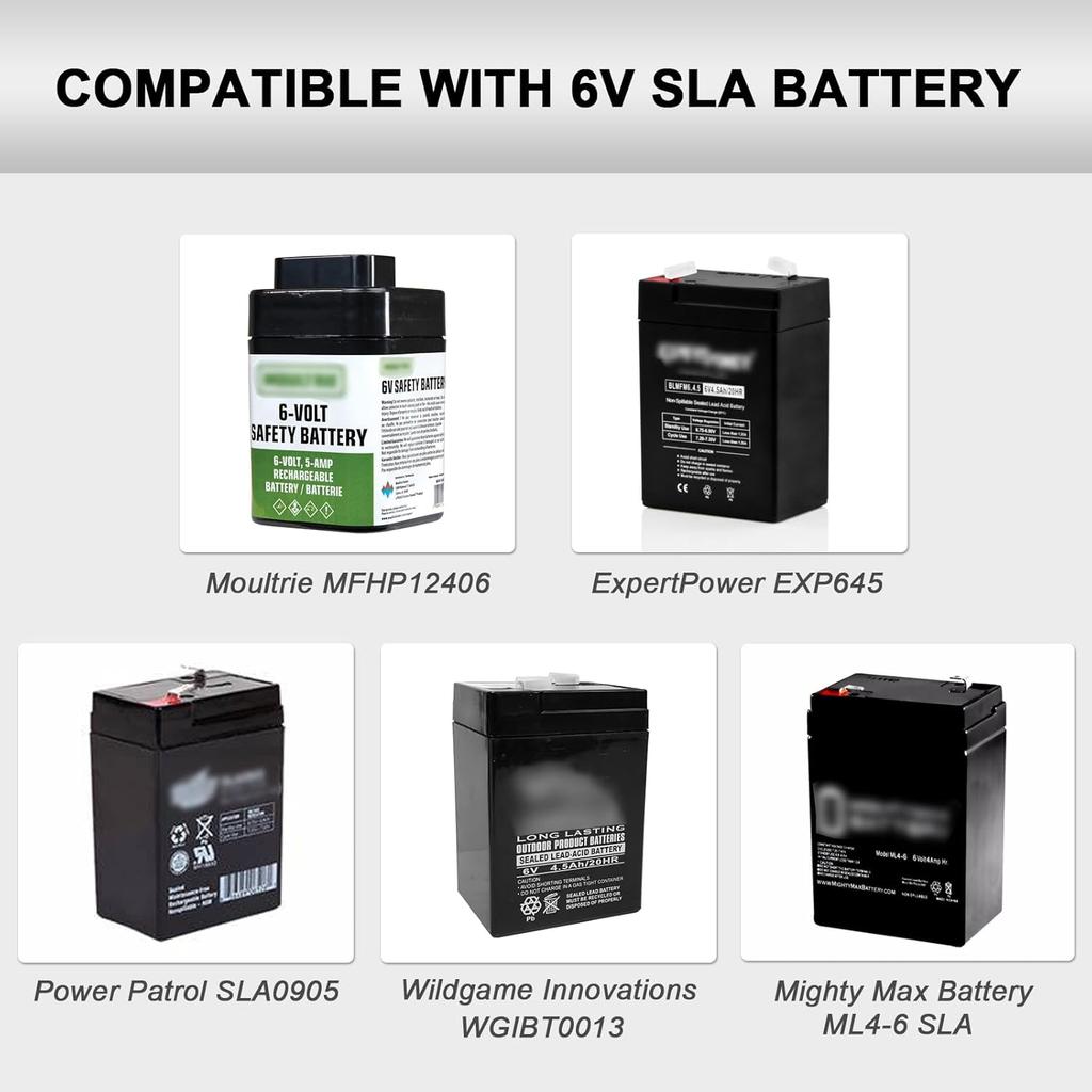 VHBW For Moultrie 6V Battery Charger, Sealed Lead Acid Battery Charger With Red And Black Alligator Clips Power Adapter