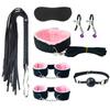 7pcs SM Bundled Sex Toys For Couples Cosplay Pu Plush Suit Included Eye Mask Mouth Ball Whip Handcuff Shackle Neck Sleeve Clip