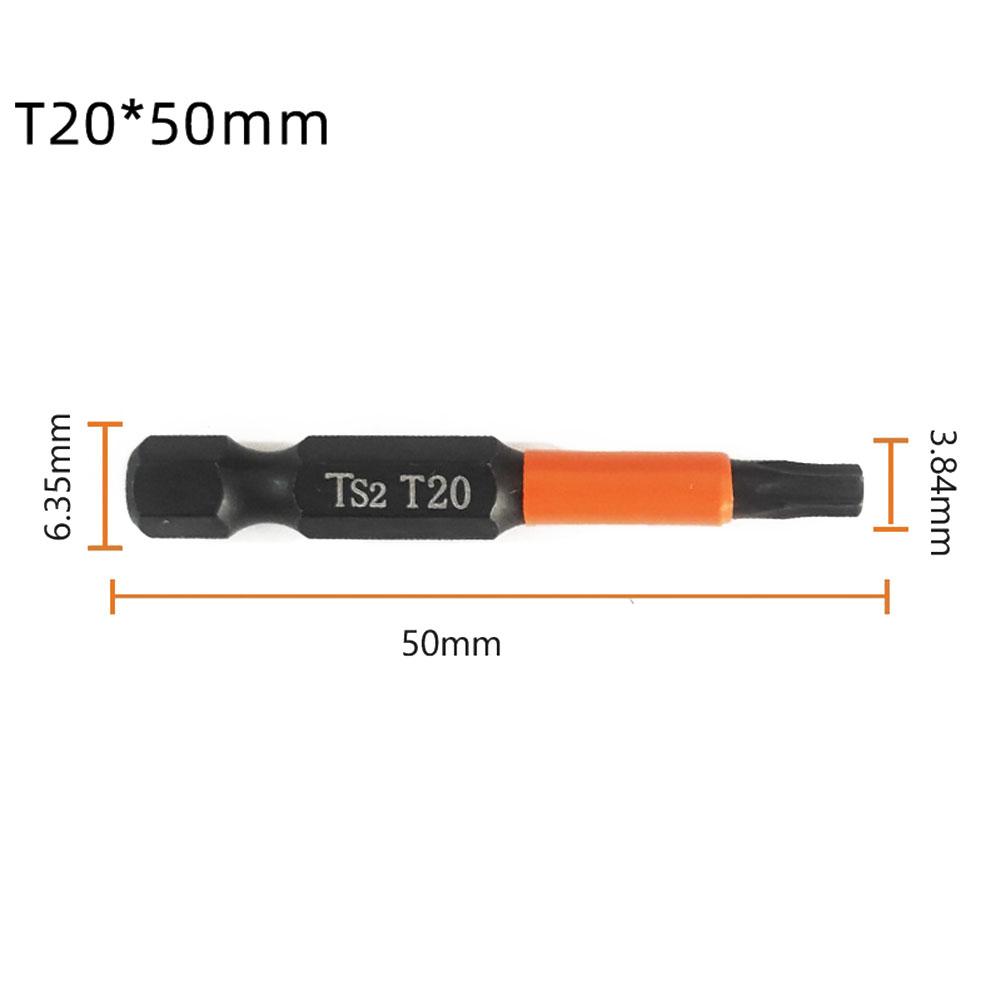 1pc 50mm Screwdriver Bit T10 T15 T20 T25 T30 T40 Alloy Steel 1/4 Hex Shank For Electric Screwdrivers Air Drills Power Tool Parts