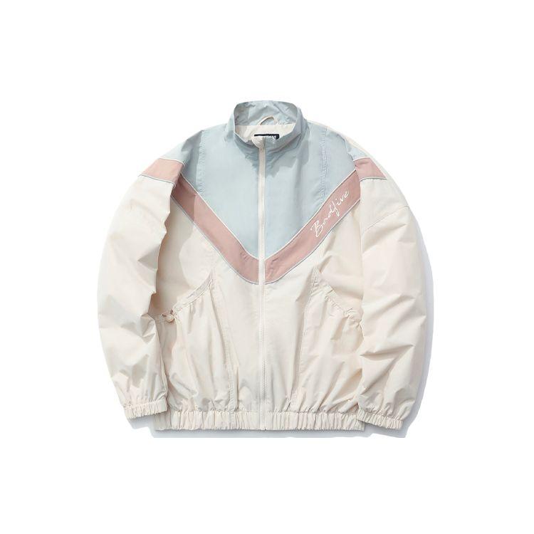 Li-Ning Свободная куртка с воротником-стойкой в цвете Color Block, женская куртка, цвет яичной скорлупы-серый AFDR034-3