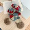 Stripe Pattern Kids Plaid Knitted Scarf Children Windproof Neck Cover  Autumn Winter