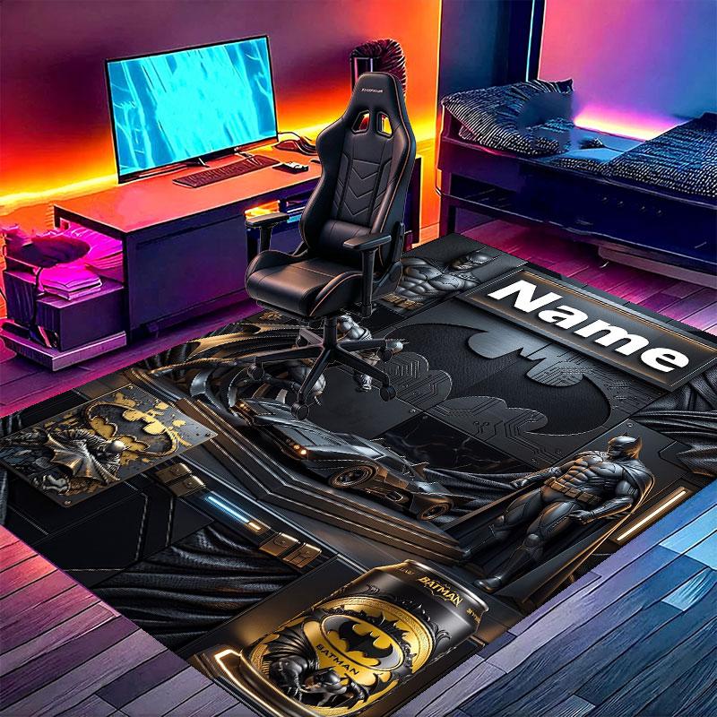 Custom Name Personalized Batman Print Carpet, Versatile Home Decor Rug, for Playroom, Apartment, Balcony, Entryway, Hallway Gift
