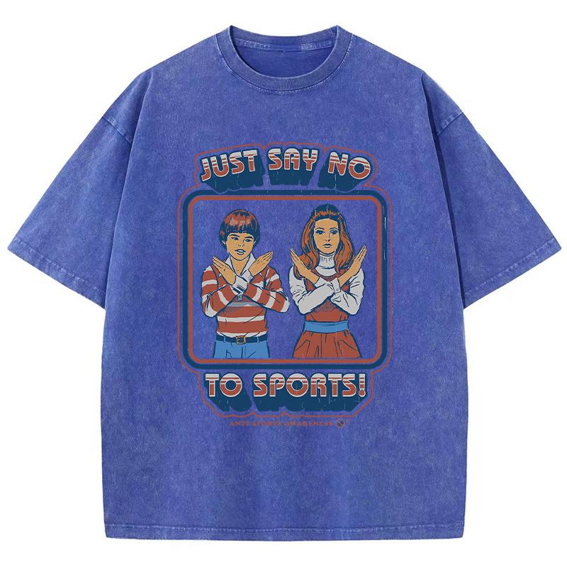 Просто скажи «нет» спорту, забавный принт, женская футболка с потертостями, уличная хип-хоп одежда, модная свободная футболка с потертостями