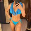 3 цвета с рюшами и глубоким V-образным вырезом на шее, бикини, женские купальники, женский купальник, комплект из двух частей, купальный костюм, купальный костюм для женщин