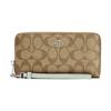 New Zip Around Coated Canvas With Leather Card Holder, Wallet Regular Women's Light Khaki C4452-SVV7Q