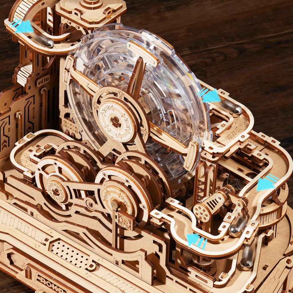ROKR 3D Puzzle Labyrinth Ball, Wooden Steering Wheel Pinball Game Machine for Beginners, Assembly Kit, DIY Craft, Creative Model, Racing Board Game, 6