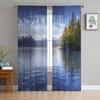 Lake Scenery Window Treatment Tulle Modern Sheer Curtains for Kitchen Living Room the Bedroom Curtains Decoration
