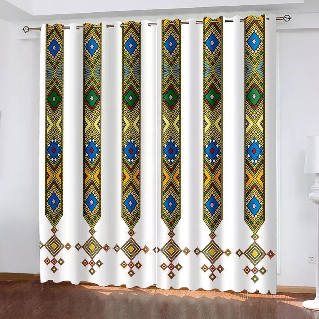 Эфиопские и эритрейские традиционные шторы для гостиной, комплект Tilet Design, высококачественная полиэстеровая ткань Cortinas