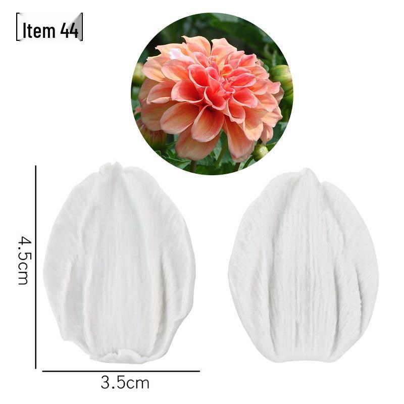 Силиконовая форма для мастики - Набор лепестков и листьев, пищевая, для тиснения на дереве и цветах.