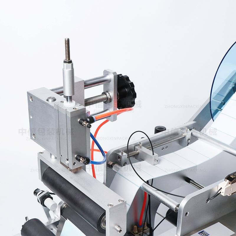 ZONESUN ZS-TB80 Desktop Pneumatic Semi Automatic Round Bottle Labeling Machine for Wine, Hand Sanitizer & Beverage Bottles