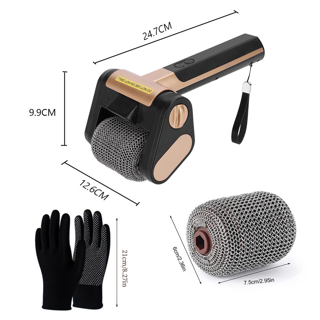 350RPM Bristle-Free Rotating Grill Brush with LED Light Brushless Electric Grill Cleaner Rechargeable for Kitchen Grill Camping