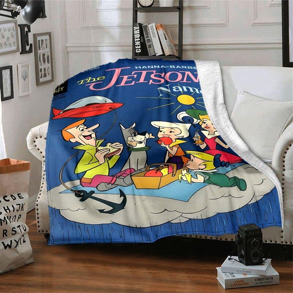 The Jetsons Family Picnic Lightweight Customizable Blanket Personalized Name Comfortable For Sofa Couch Office Bed Picnics Ideal For All Seasons