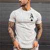 Men's Retro T-shirt Summer Men's 3D Striped Printed Short Sleeved Top