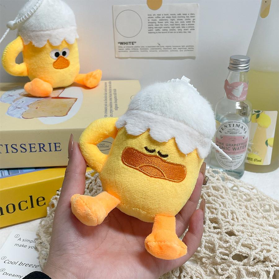 Плюшевая игрушка Утка с пивом, наполненная ПП-хлопком, для подарка ребенку и коллекционирования. Веселая.