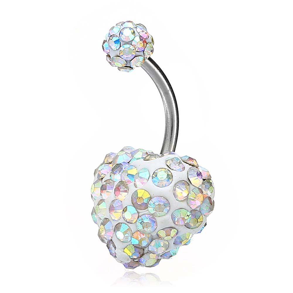 Heart-shaped Crystal Stainless Steel Umbilical Ring Navel Piercing Body Piercing Belly Button Rings