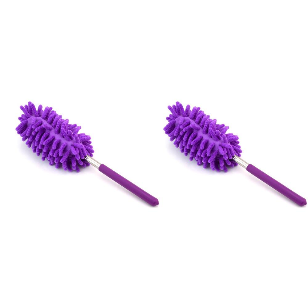 2 Pieces Extendable Cleaning Duster Replaceable Head Telescopic Dust Brush Furniture Dusting