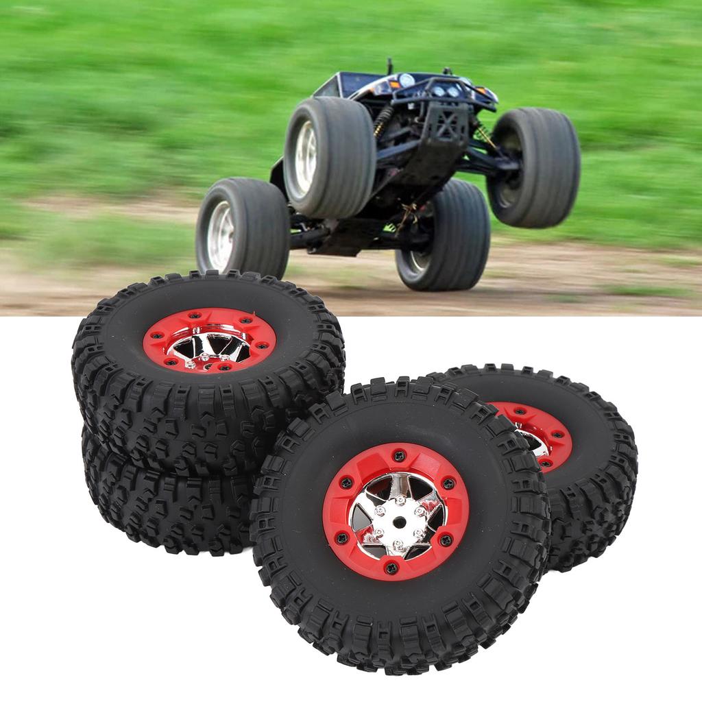 4 Pcs RC Car Wheel Set 2 Left 2 Right Plastic Rubber Lightweight Replacement Wheels for WLTOYS 12428 12427 12423 124006