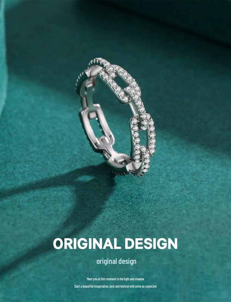 Modian Кольцо из стерлингового серебра 925 пробы с геометрическим бриллиантом - Простая мода, Полый дизайн, Трендовые украшения